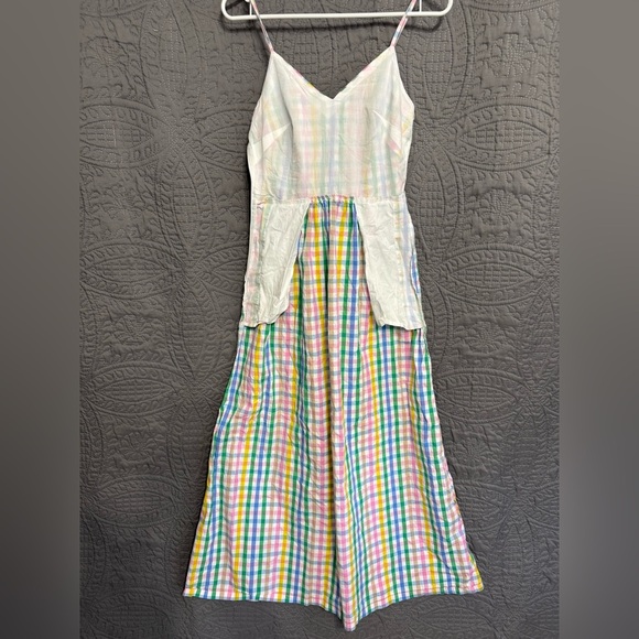 J Crew Multicolor Gingham Long Dress Women Size XS - Picture 4 of 9
